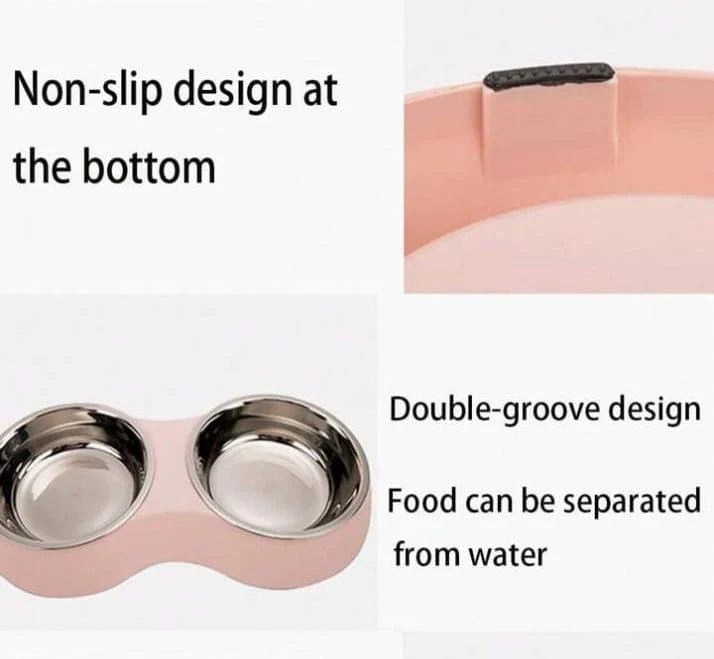 Personalized Double Stainless Steel Pet Bowl – Non-Slip & Mess-Free