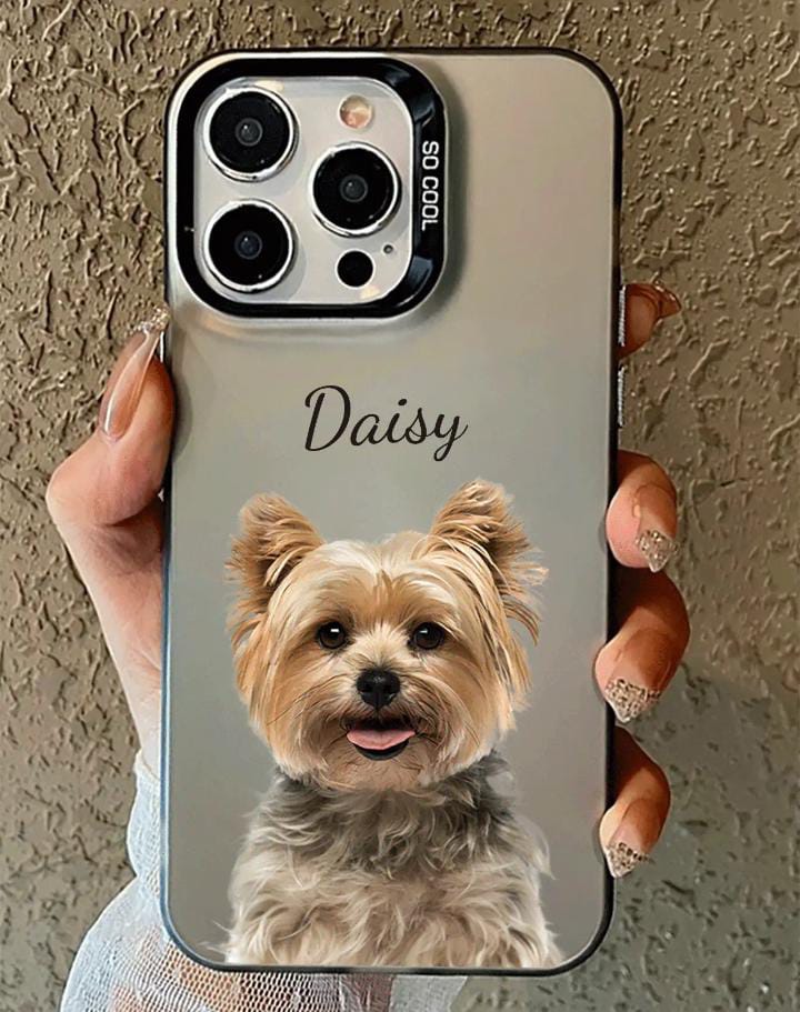 1pc Customizable Cute Pet Photo & Name Protective Phone Case