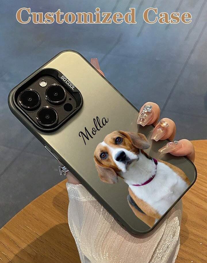 1pc Customizable Cute Pet Photo & Name Protective Phone Case