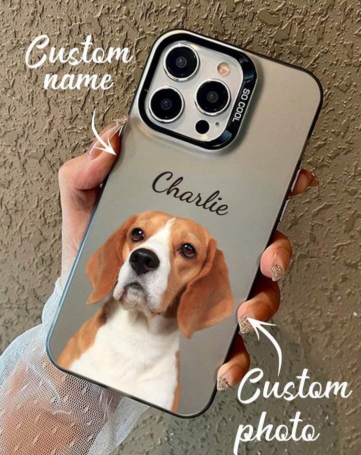 1pc Customizable Cute Pet Photo & Name Protective Phone Case